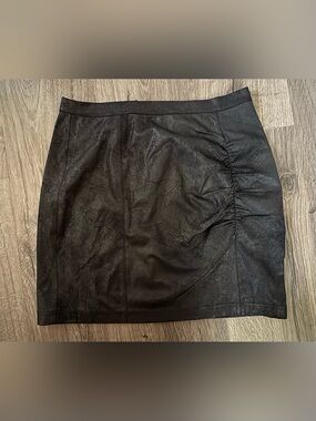Free People Black Faux Suede Leather Mini Skirt